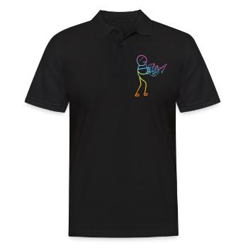 Funny Bagpipe Player - Funny Stick Figure Bagpiper - Männer Poloshirt - Schwarz - Vorne - Kai (181cm)