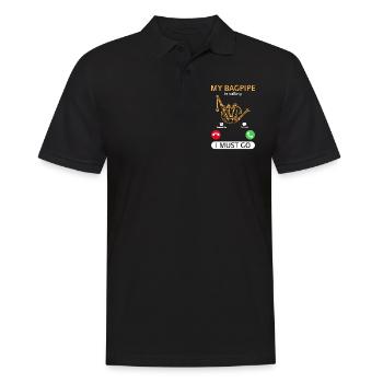 My Bagpipe Is Calling I Must Go - Funny Bagpiper - Männer Poloshirt - Schwarz - Vorne - Kai (181cm)