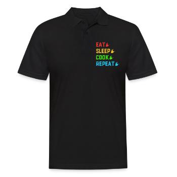 Eat Sleep Cook Repeat Grilling Barbecue Cooking An - Men's Polo Shirt - black - Front - Kai (181cm)