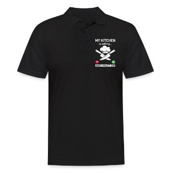 My Kitchen Is Calling And I Must Go Kitchen Chef C - Männer Poloshirt - Schwarz - Vorne - Kai (181cm)