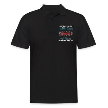 Sorry I Cant Talk I Play Harmonica Harmonica Play - Männer Poloshirt - Schwarz - Vorne - Kai (181cm)