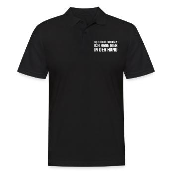 Bitte Nicht Schubsen Ich Habe Bier In Der Hand - M - Männer Poloshirt - Schwarz - Vorne - Kai (181cm)