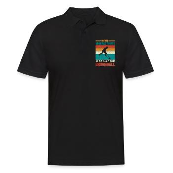 Broomball Grand-père Joueur de ballon-balai - Polo Homme - noir - Devant - Kai (181cm)