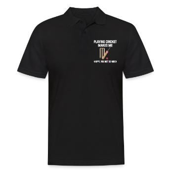 Playing Cricket Makes Me Happy You Not So Much - C - Männer Poloshirt - Schwarz - Vorne - Kai (181cm)