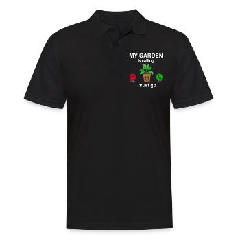 Mon jardin m’appelle, je dois partir - Jardinage drôle - Polo Homme - noir - Devant - Kai (181cm)