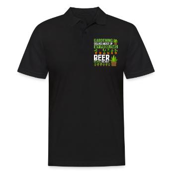 Gardening solves most of my problems beer drowns t - Men's Polo Shirt - black - Front - Kai (181cm)