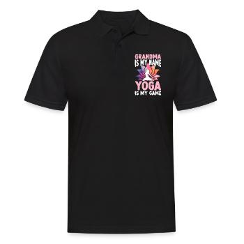Mamie c’est mon nom Le Yoga c’est mon jeu - Yoga Mamie - Polo Homme - noir - Devant - Kai (181cm)