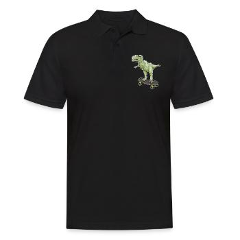 Dinosaur Skateboarding T-Rex Dino Dinosaur - Männer Poloshirt - Schwarz - Vorne - Kai (181cm)