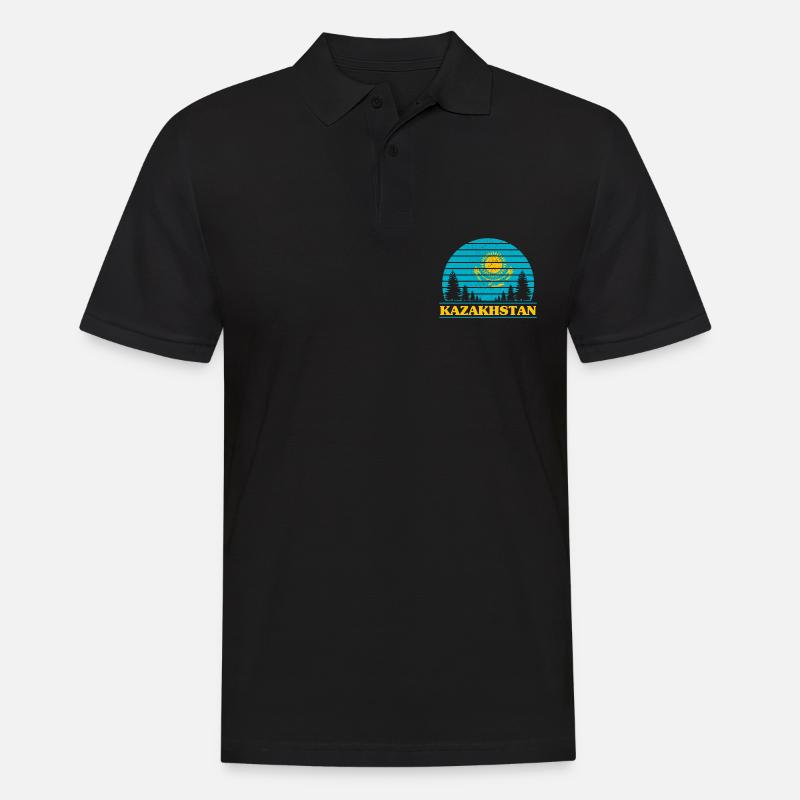 Kasachstan - Männer Poloshirt - Schwarz