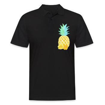 Fleurs d’ananas et d’hibiscus - Polo Homme - noir - Devant - Kai (181cm)