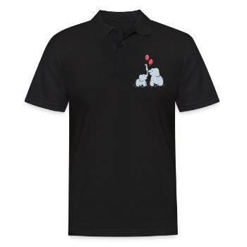 Sweet elephants with red balloons - Men's Polo Shirt - black - Front - Kai (181cm)