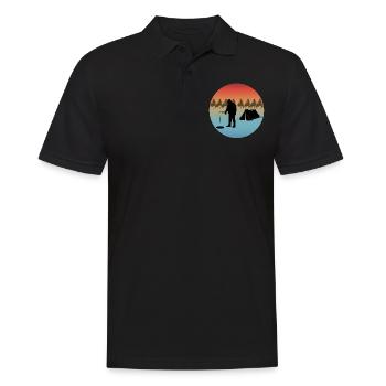 Ice Fishing Winter Camping Camp Tent Trees Nature - Men's Polo Shirt - black - Front - Kai (181cm)