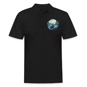 Angeln Angler Boot Wasser Fisch Natur Berge - Männer Poloshirt - Schwarz - Vorne - Kai (181cm)