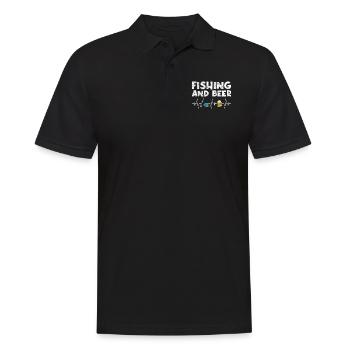 Angeln und Bier Herzschlag - Männer Poloshirt - Schwarz - Vorne - Kai (181cm)