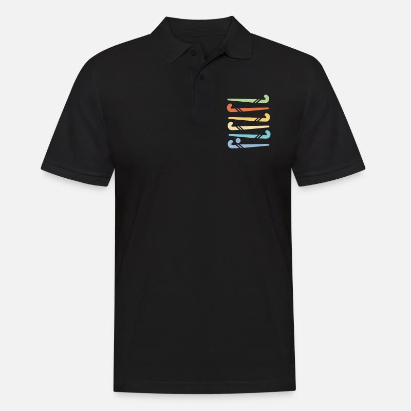 Hockeyschläger - Männer Poloshirt - Schwarz