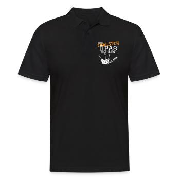 Die coolsten Opas spielen Gitarre - Gittarist - Männer Poloshirt - Schwarz - Vorne - Kai (181cm)