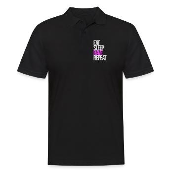 Rave Raver Techno Musik Eat Sleep Rave Repeat - Männer Poloshirt - Schwarz - Vorne - Kai (181cm)