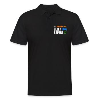 Lachs - Männer Poloshirt - Schwarz - Vorne - Kai (181cm)