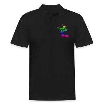 Badminton Spieler Bunt - Männer Poloshirt - Schwarz - Vorne - Kai (181cm)