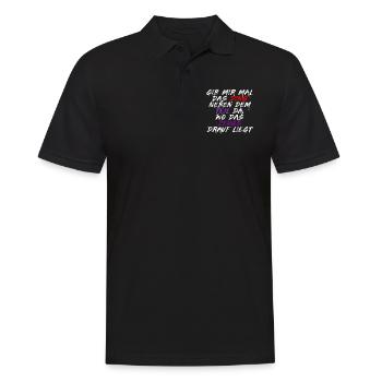 GIB MIR MAL DAS DING NEBEN DEM TEIL WO DAS ZEUG - Männer Poloshirt - Schwarz - Vorne - Kai (181cm)