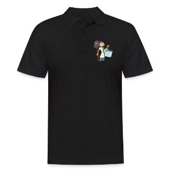 Femme de ménage avec une vadrouille et un seau - Polo Homme - noir - Devant - Kai (181cm)