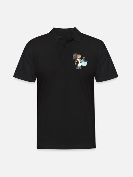 Femme de ménage avec une vadrouille et un seau - Polo Homme - noir