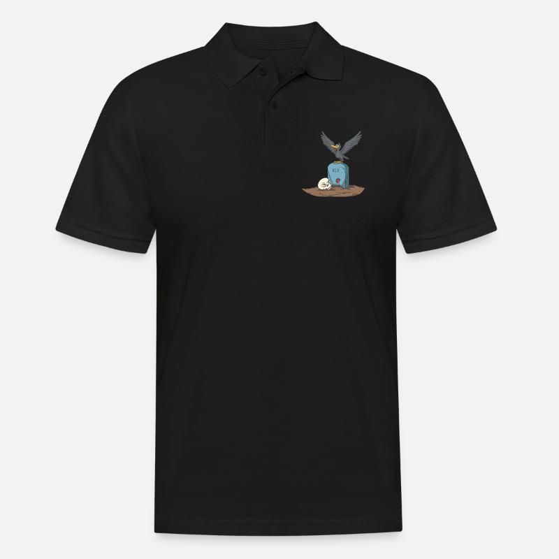 Krähe auf Grabstein mit Schädel - Männer Poloshirt - Schwarz