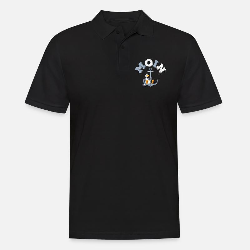 anker möwe moin comic - Männer Poloshirt - Schwarz