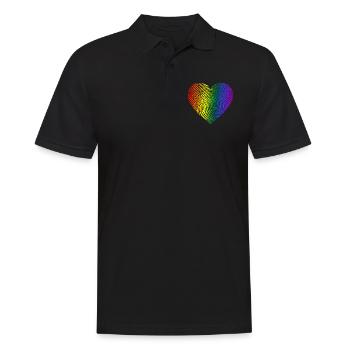 Gay Pride Herz Fingerabdruck LGBT Regenbogenfarben - Männer Poloshirt - Schwarz - Vorne - Kai (181cm)
