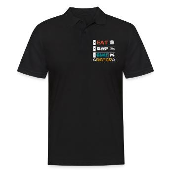 Eat, Sleep, Game, Repeat, Controller, since 1982 - Männer Poloshirt - Schwarz - Vorne - Kai (181cm)