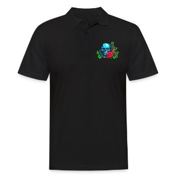 Skulls 'n' Roses - Blue Skull - Männer Poloshirt - Schwarz - Vorne - Kai (181cm)