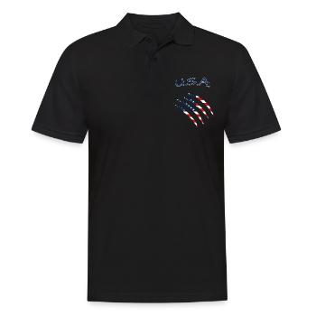 USA, America - Männer Poloshirt - Schwarz - Vorne - Kai (181cm)