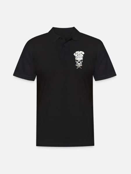 Skull cook griller hobby cook head chef - Men's Polo Shirt - black