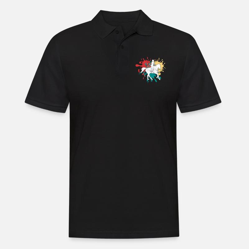 Pferde Reiten - Männer Poloshirt - Schwarz