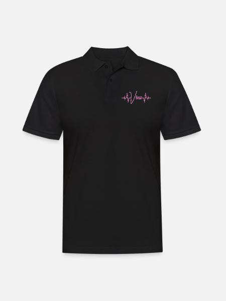 Wine Vino heartbeat - Men's Polo Shirt - black