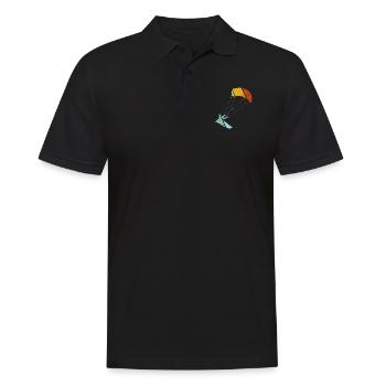 Kite surfing Retro - Männer Poloshirt - Schwarz - Vorne - Kai (181cm)