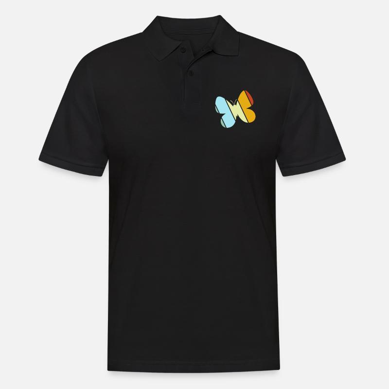 Schmetterling Retro - Männer Poloshirt - Schwarz
