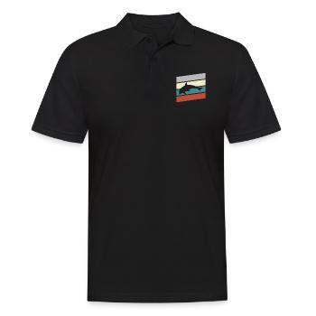 Delfin Retro - Männer Poloshirt - Schwarz - Vorne - Kai (181cm)