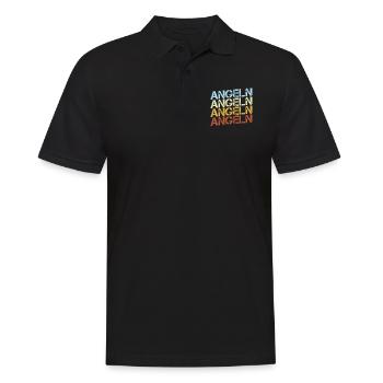 Angeln Retro - Männer Poloshirt - Schwarz - Vorne - Kai (181cm)