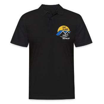 Eat Sleep Smile Repeat - Photovoltaik Spruch - Männer Poloshirt - Schwarz - Vorne - Kai (181cm)