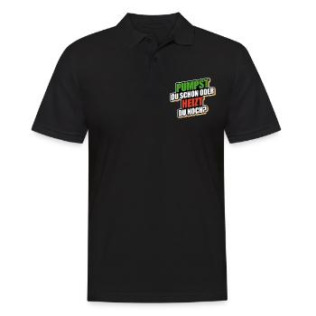 Pumpst du schon oder heizt du noch? - Wärmepumpe - Männer Poloshirt - Schwarz - Vorne - Kai (181cm)