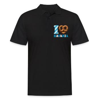 J’aime le bretzel de Bavière - Coeur - Dire - Polo Homme - noir - Devant - Kai (181cm)