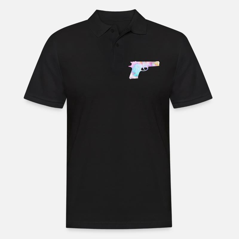 Bunte Waffe Pistole - Männer Poloshirt - Schwarz