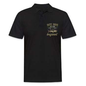 Rute raus | Angler Geschenk Angeln Fischen Lustig - Männer Poloshirt - Schwarz - Vorne - Kai (181cm)