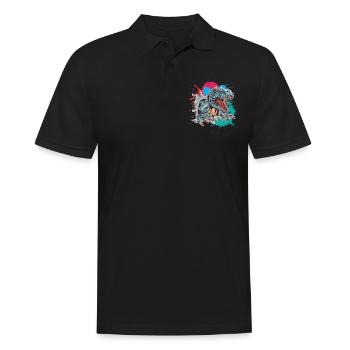 Dinosaurier T-Rex - Männer Poloshirt - Schwarz - Vorne - Kai (181cm)