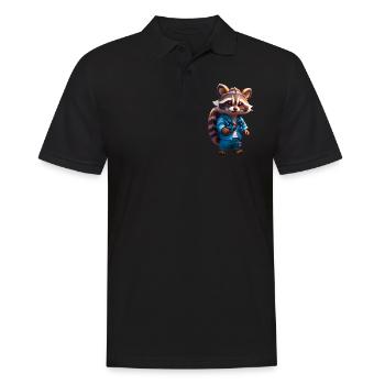 Happy Chibi raccoon racoon in jeans - Men's Polo Shirt - black - Front - Kai (181cm)