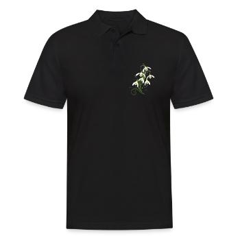 Zarte Schneeglöckchen mit Ornamentranken - Männer Poloshirt - Schwarz - Vorne - Kai (181cm)