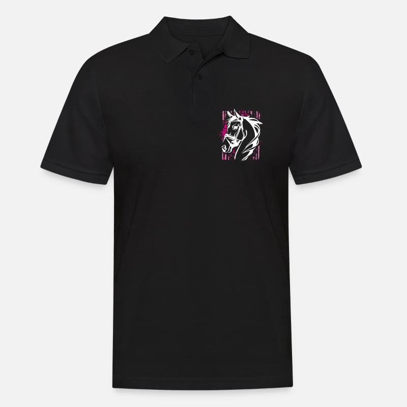 Graffiti-Stil Pferd mit Pinkem Farbsplash - Männer Poloshirt - Schwarz