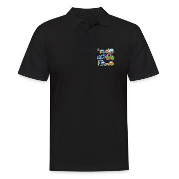 Baustelle Fahrzeuge - Männer Poloshirt - Schwarz - Vorne - Kai (181cm)