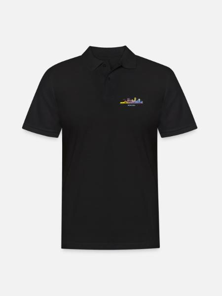 München Skyline Bunt Münchener Frauenkirche - Männer Poloshirt - Schwarz